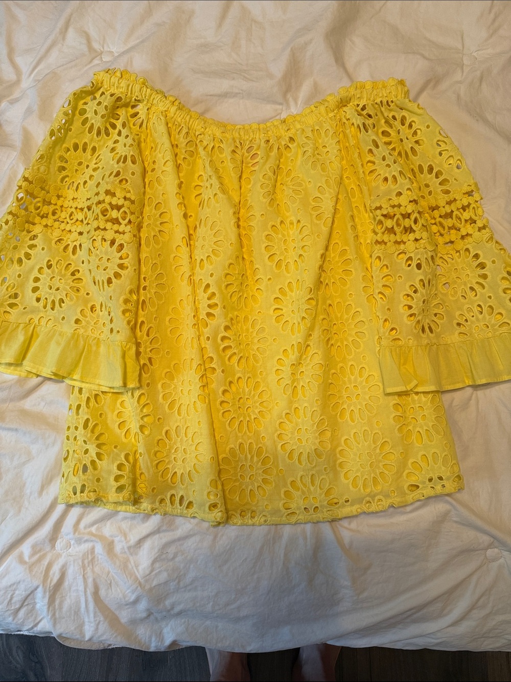Lilly Pulitzer Sunny Yellow Off-the-Shoulder Eyelet Top